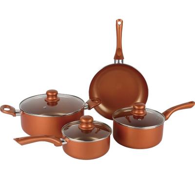 China Sustainable 9 Pcs Aluminum Cookware Set Ceramic Pan for sale