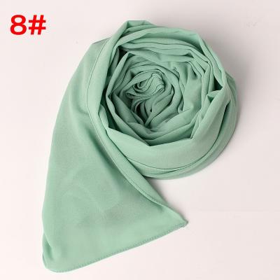 China Wholesale Solid Color Chiffon Long Hijab Islamic Headscarf Arab Muslim Hijab Women's Long Hijab Breathable Turban Middle East for sale