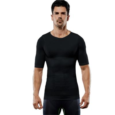 China USA Nylon High Quality Mens Shaper Waist Trainer Corset Shaper For Men Factory Wholesale Outlets QUICK DRY Spandex Compression T-Shirts for sale