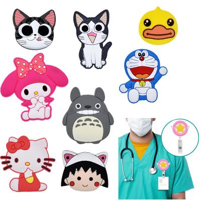 China Office School Silicone Badge Reel Cartoon Design Students Kid Plastic Badge Reels Clip for sale