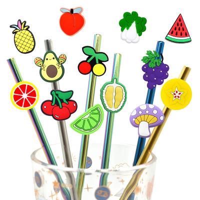 China Factory direct sale kawaii fruit vegetable resin viable straw topper charms mold silicone straw charm fit tumbers wholesale for sale