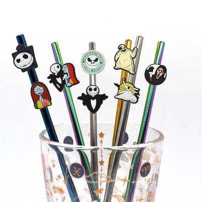 China New Design Silicone Viable Halloween Straw Toppers Fit 6-8mm Mold Straw Charms for sale