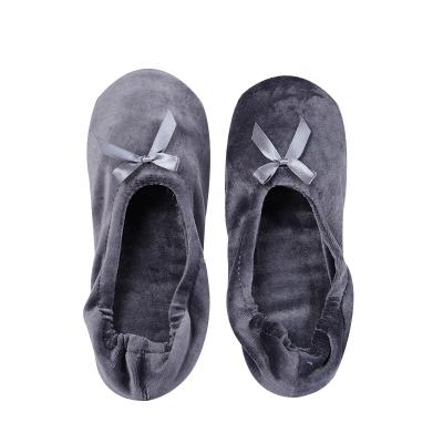 China Universal For Factory Wholesale Price Girls Lady Velvet Soft Bottom Design Ballet Home Slippers Foldable Shoes Dance Shoes for sale