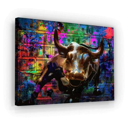 China Filler Noise Inspired Art Entrepreneur Decoration Painting Motivational Wall Street Culture Bull Canvas Print Office Posters Waterproof+ECO-Friendly for sale