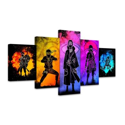 China Waterproof+ECO-Friendly Canvas Wall Art 5 Pieces Anime Naruto Sasuke Kakashi Canvas Art Oil Painting HD Wall Stickers Poster Home Decor Framed Wallpaper for sale