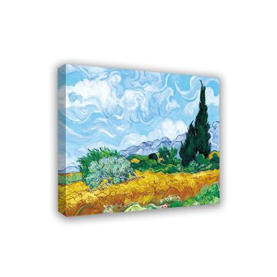 China Waterproof+ECO-Friendly Landscape Giclee Canvas Print Artwork Wheat Field with Cypresses by Van Gogh Famous Oil Paintings Reproduction Picture Wall Art for sale