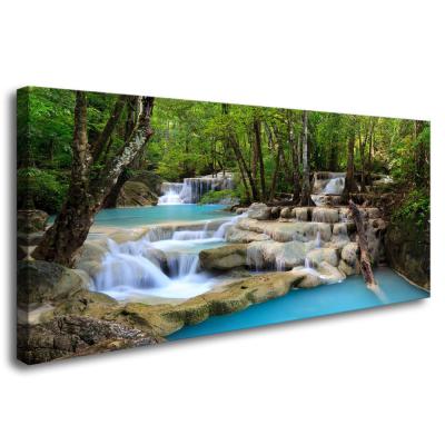 China Waterproof+ECO-Friendly Beautiful Green Forest Natural Landscape Spring Tropical Waterfall Oil Painting Canvas Prints Large For Home Wall Decor Artwork for sale