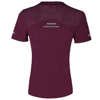 China Breathable Sportswear Quick Dry Short Sleeve Patch Mesh T-shirt Fitness Women Outdoor Gym Wear for sale