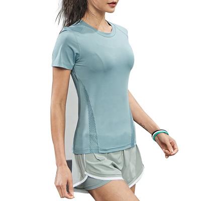 China Women's Sports Gym Short Sleeve T-shirt Breathable Fitness Clothing Quick-Drying Common Wear for sale