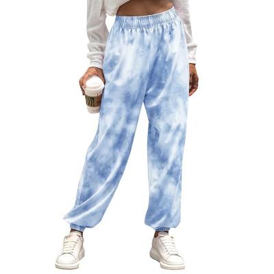 China Wholesale New Arrival Breathable Ladies Trouser Pants Casual Sweatpants High Waist Tie Dyed Wide Leg Womens Trousers for sale