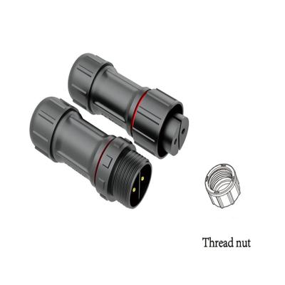 China IP67 M12 Waterproof Circular Connector Threaded Butt Type 2 Pin Circular Connector for sale