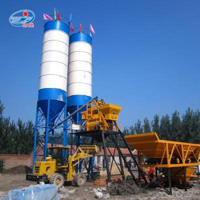 China Construction Projects Portable 50 Cubic Meters Per Hour Fixed Lead Fused Wet Prepared Concrete Batching Plant HZS50 For Sale for sale