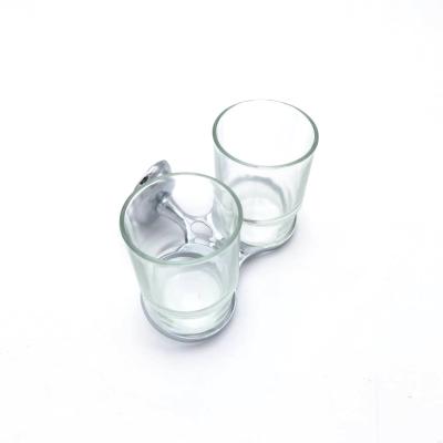 China Eco - Friendly Bath Accessories Double Glass Toothbrush Tumbler Holder for sale