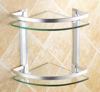 China 2020 Hot Selling Modern Aluminum Material Bathroom 2 Tier Corner Shelf Wall Mounted Shelf for sale