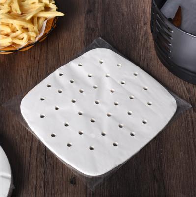 China 100Pcs Waterproof Air Fryer Perforated Steam Paper Parchment Liner Kitchen Tool Bamboo Parchment Paper For Steaming Basket for sale