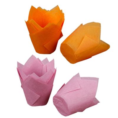 China OEM Disposable Custom Printed Natural Disposable Parchment Paper Flame Baking Cups For Cakes Decorating Tulip Cupcake Paper Baking Wrap for sale