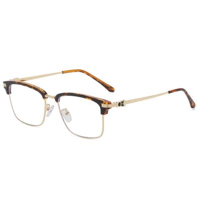 China Fashion Simplicity The New Advertising Post Ultra Light Square Glasses Frame Can Wear Myopia Half Frame Metal Men's Blue Light Blocking Glasses for sale