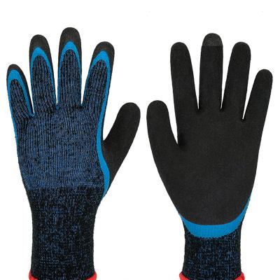 China Construction Site Outdoor Climbing Sports Plus And Cold Velvet Latex Frosted Safety Windproof Proof Gloves for sale