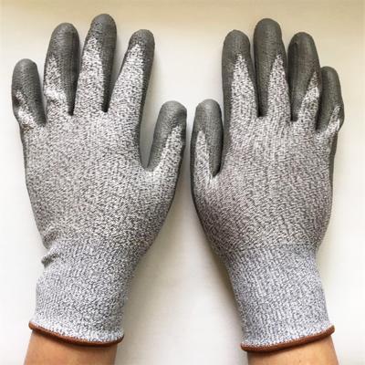 China Wholesale Wear Resistant PU Coated Palm Five Anti Scratch Anti Cut Gloves Safety Work Protection Gloves for sale