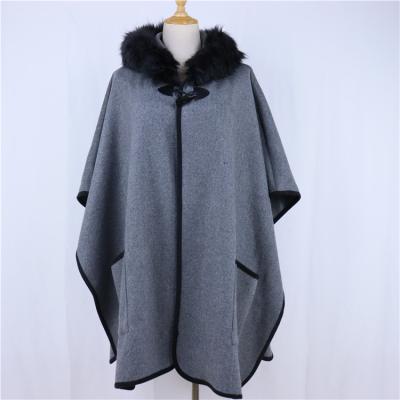 China Newest Scarf Polyester Image Color Scarf With Fur Collar Winter Women Fashion Horn Button Shawl for sale