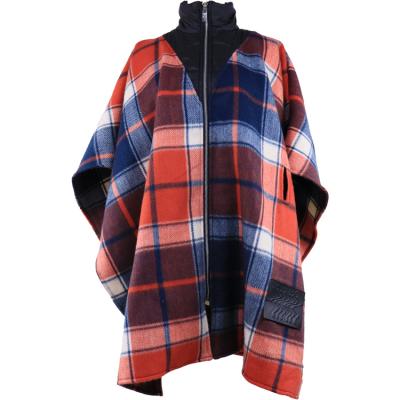 China Wholesale Custom Tartan Poncho-Cap Belt and Zipper Scarf for sale