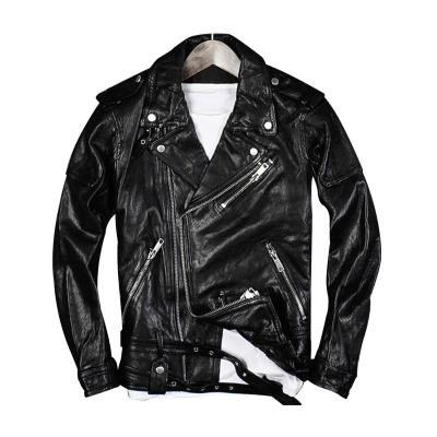 China OEM Breathable Custom Stylish Black Motorcycle Leather Jackets For Men for sale