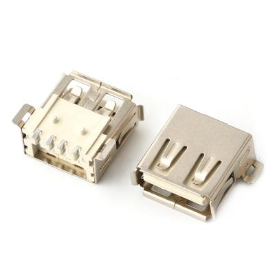 China SMT SMD LCP Brass 4Pins 90 Degree Usb Type A Type Usb Socket Female Connector A Connector AF-90-SMT-LCP for sale