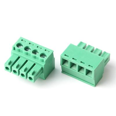 China PA66 / Brass / Tin Plated /Zinc plated 4 pin PCB terminal block connectorplug-in 381mm pitch 15A 300V pluggable terminal block for sale