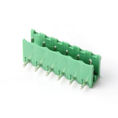 China PA66 / Brass / Tin Plated /Zinc Plated 90 Degree PCB Terminal Block Barrier 6 Terminals for sale