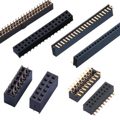 China PCB 1.0/1.27/2.0/2.54mm Pitch Vertical Right Angle Single Double Rows 1-40pins Pin Header Connector Smd Smt Male Female Pin Headers for sale