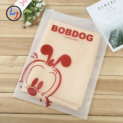 China Recyclable High Quality Biodegradable Cheap Printed Zipper Garment Shirt Packaging Frosted Transparent Zipper Zip Lock Plastic Bag for sale