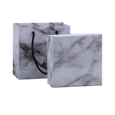 China Recyclable Cheap Selling Personalized Marble Good Square Paper Gift Boxes And Bag Set for sale