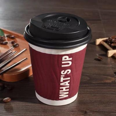 China Customized Recyclable Printing Recyclable Disposable Corrugated Paper Cup, Wholesale Customized Paper Tea Cup With Logo for sale