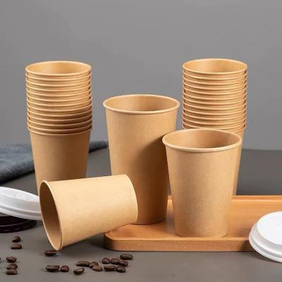 China Single Wall Recyclable Wholesale Disposable Paper Cup With Cover Custom Printed Recyclable Brown Kraft Paper Cup for sale