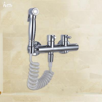 China Modern bathroom accessory chrome portable shattaf brass bidet with flexible shattaf hose hose for sale