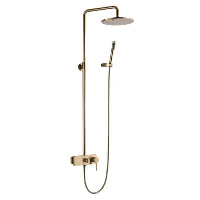 Cina With Sliding Bar 25x25cm 304 Stainless Steel Shower Kit Hotel Bathroom Wall Mounted Contemporary Gold Rain Shower Set New in vendita