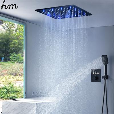 Cina SUS Barless 16 Inch High Quality Bathroom Wall Mounted Rain Stainless Steel Led Ceiling Black Shower Faucet Sets in vendita