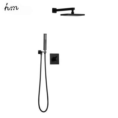 Cina Without Slide Bar Brass Shower Head Contemporary Bathroom Hide Single Black Matt Shower Faucet Hot Cold Switch Handle Sets in vendita