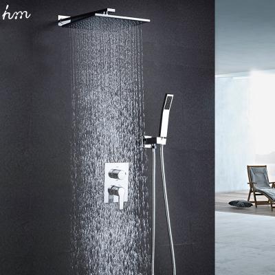 China Floor Stand Faucets 10 Inch Bathroom Simple Design High Flow Rain Shower Head Mixer Control Valve Air Injection Shower Set for sale