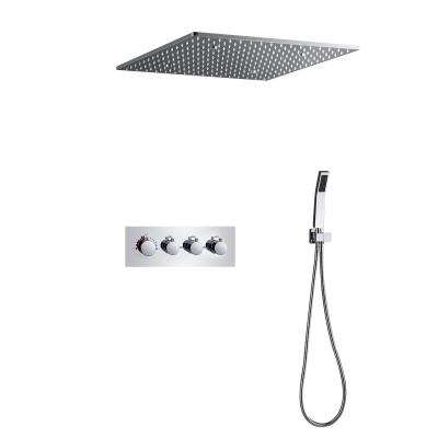 Китай Without Sliding Bar Washroom Ceiling Mounted Chrome Rainfall Concealed 20Inch Thormastatic Shower Mixer Combo Set продается