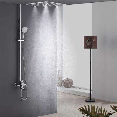 Китай With Sliding Bar Bathroom Shower System Faucet Set SUS304 Rain SPA Misty Square Shower Head With Hand Shower продается