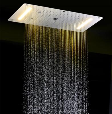 中国 Diverless Led Shower Head Concealed Multi Column LED Yellow Lamp Water Function Rectangular Shower Head LED 販売のため