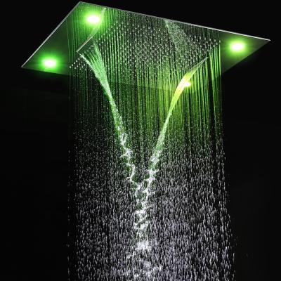 Cina Bathroom Modern Showerhead Large Rainfall Size Shower Panel Free Electric Power LED Lights 304 Stainless Steel Luxury Waterfall Massage in vendita