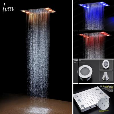 中国 Without Switch Bathroom Remote Control Led Shower Head Recessed Ceiling Mounted 360 X 500 Mm Showerhead Stainless Steel 販売のため