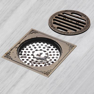 China Modern Brass 100 x 100 mm Retro Square Anti Smell Ideal Floor Drain With Cover for sale