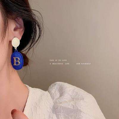 China FASHIONABLE Klein Blue Earrings Temperament Niche Design Korean Earrings New for sale