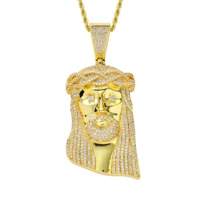 China Retro Christian Jesus Head Pendant Casual / Sporty Micro-Inlaid Zircon Big Pendant Overstated Hip Hop Jewelry for sale