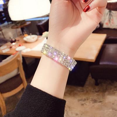 China Korean version of the temperament wild bracelet cold wind environmental-friendly full diamond elastic women's bracelet for sale