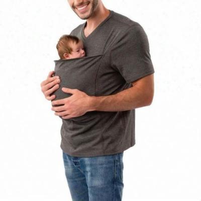 China Anti-pilling Kangaroo Care Bondage Dad Shirt Baby Wrap T-Shirt Skin For Men for sale