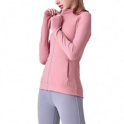 China Breathable Thicken Yoga Double Side Sanding Coat Women's Full Zipper Fitness Elastic Slim Sports for sale